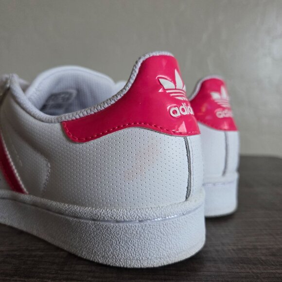 Adidas Superstar J Sneakers Shoes White/Iridescent Hot Pink Big Girls 6.5 DB1210 - Picture 12 of 12